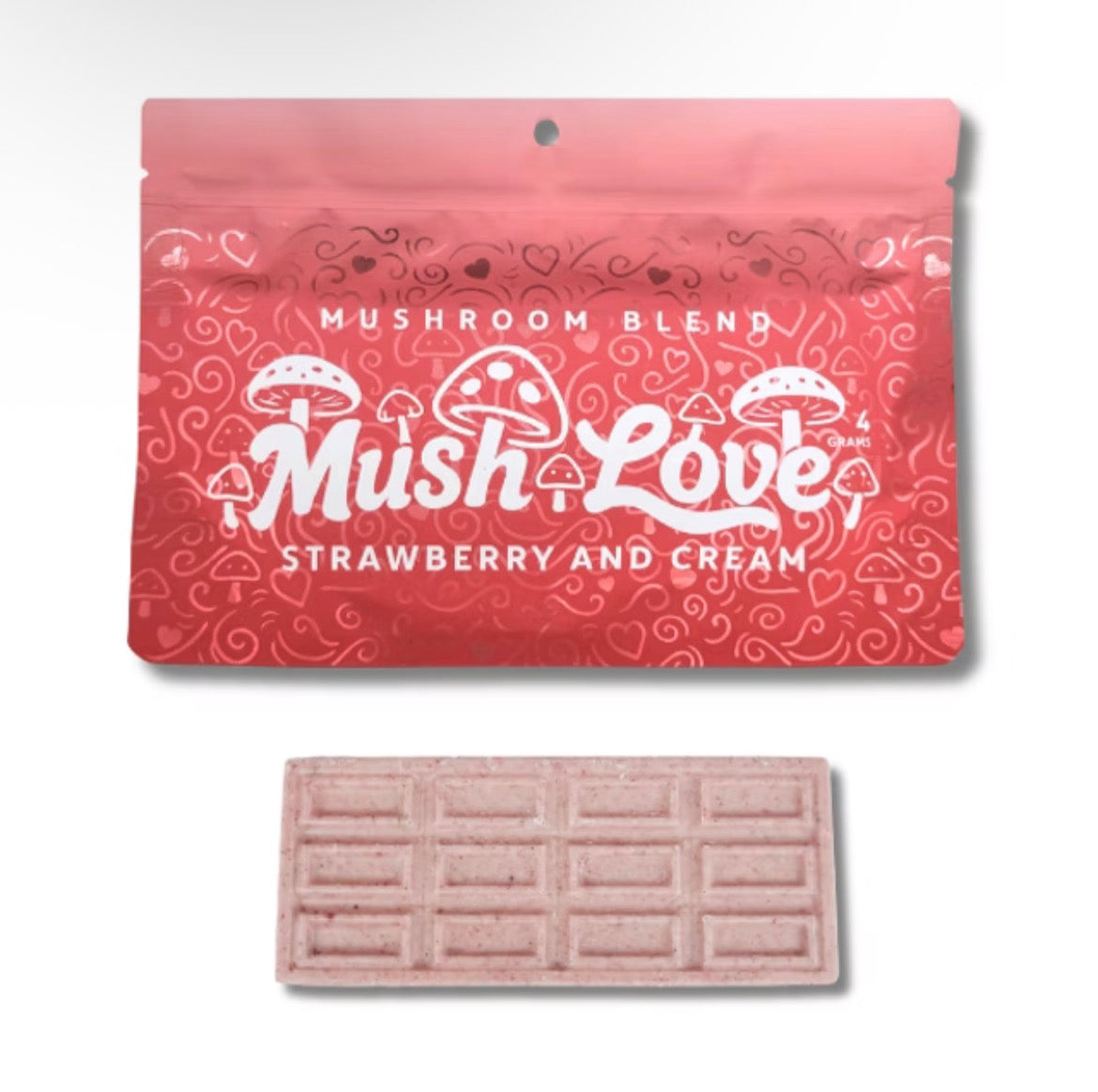 Mush Love – Strawberry & Cream Mushroom Chocolate Bar 4g