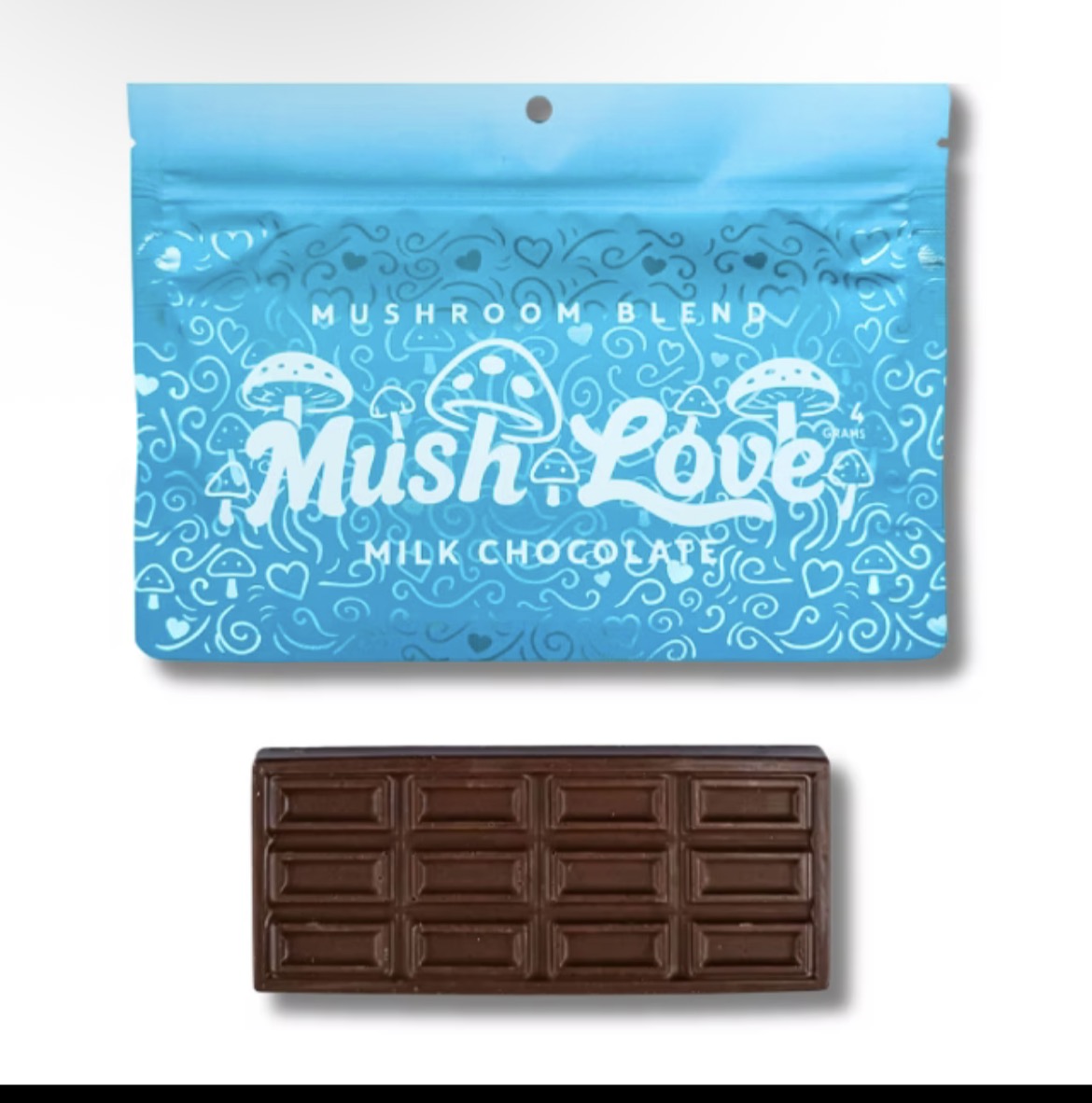Mush Love – Milk Chocolate Mushroom Chocolate Bar 4g